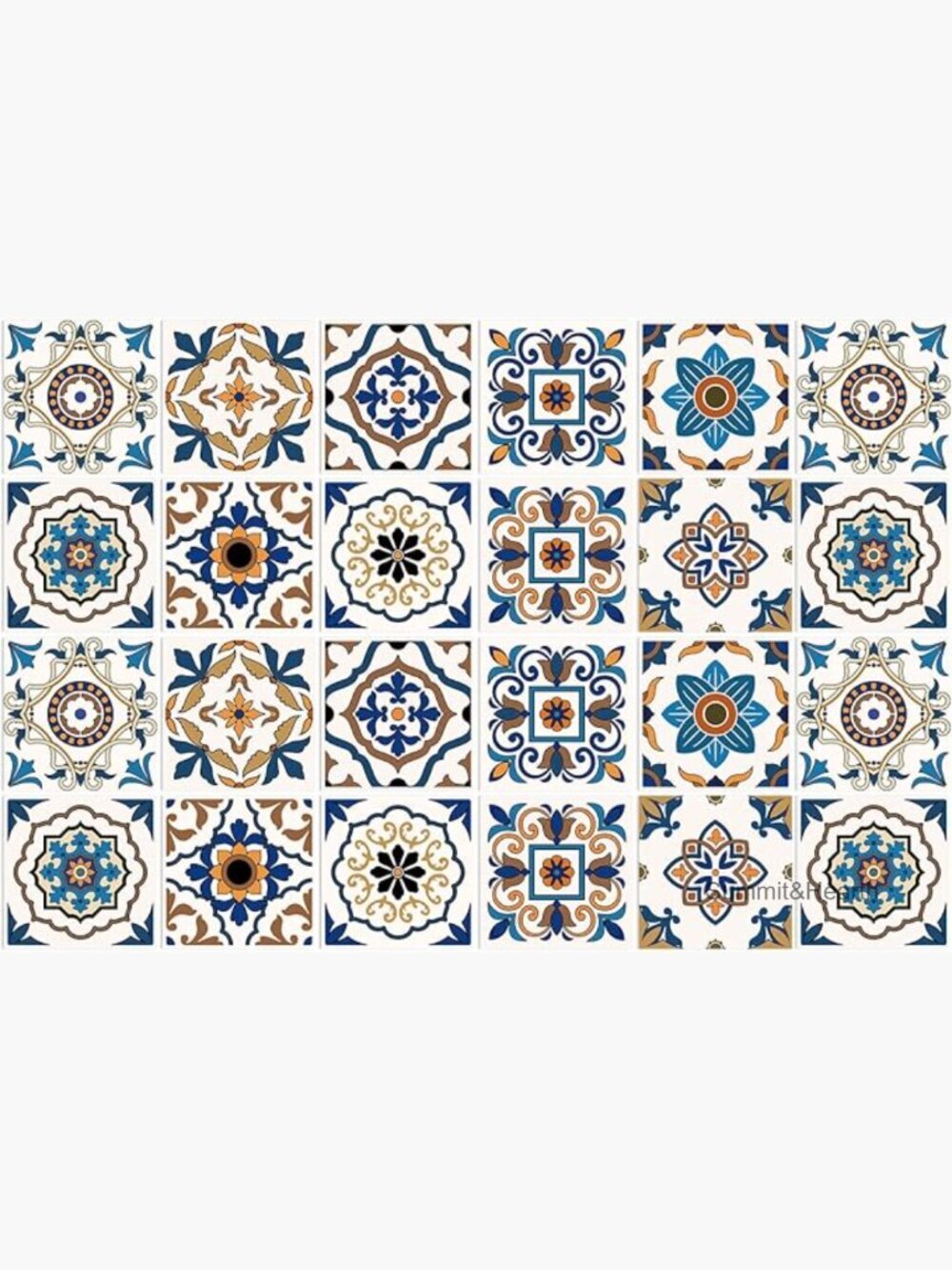 24-Piece Vinyl Tile Stickers, 4x4 Inch, Waterproof Kitchen Bathroom Decor
